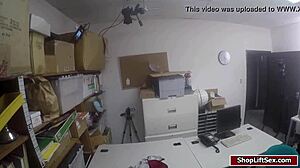 lp officer seduces slut shoplifter babe with big cock blowjob in office