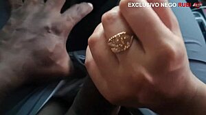 Wife fucked by big black cock outdoors, husband unaware in cuckold humiliation.