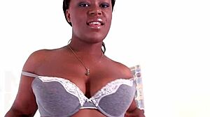 danielle ried's ebony lips wrap around big white dick in pov blowjob, swallowing cum