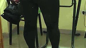 she came in transparent leggings and thong