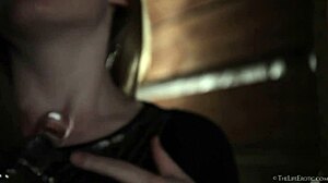 Amber A hides while masturbating with toys, showing her natural shaved tits