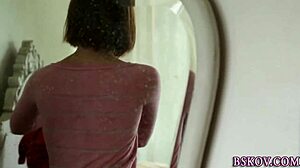 The busty redhead milf intriguingly receives a facial after blowjob in pornstar babe scene.