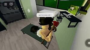 Gothic busty in threesome at parents' house, Brookhaven style!