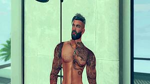 Virtual shower scene with grant dynamo and kitten