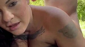 Chubby hooker with big tits fucked in public.