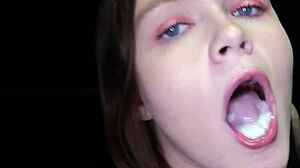 does the cum taste good ava as she swallows at gloryhole