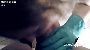 milf in latex gloves gives amateur blowjob sucking session