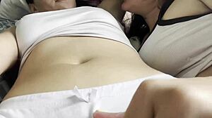 watch these amateurs play with big clit in lesbian action