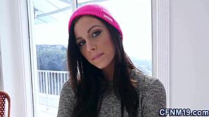 Clothed hottie sucks cock