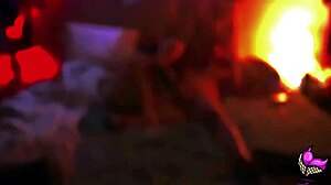 Goth Crossdressing Shemale in Lingerie Kisses Couple in Garage