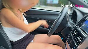 Exhibitionist Wife Flashes Tits and Pays with Panties at Gas Station