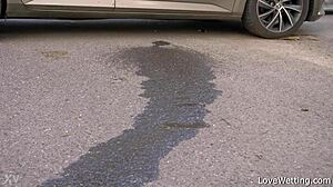 sally pisses outdoors in public solo scene