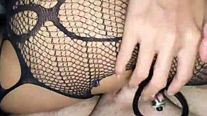 Is this your first anal attempt in fishnets? Let's try it!