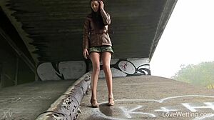 I saw Kitty pissing outdoors in public, oh my!