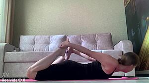 i do yoga then pleasure my shaved pussy