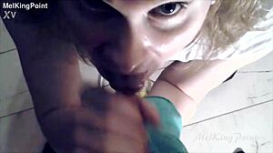 milf in latex gloves gives amateur blowjob sucking session