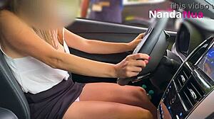 Exhibitionist Wife Flashes Tits and Pays with Panties at Gas Station