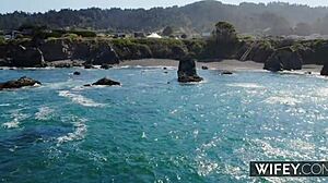 Blonde hotwife candice holds hubby's hand as she takes monster bbc with deepthroat and pussy play