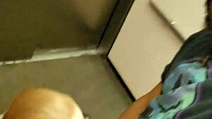 Strawberry sucking cock on elevator, then I cum on her asshole.