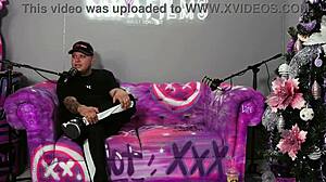 Colombian model Aleja Buitrago getting horny on podcast, showing big tits and pussy