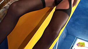 Lesbian Hottie Uses Sex Toys After Watching Brunette Exercise