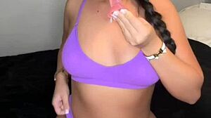 slutty british girlfriend gives blowjob to friend