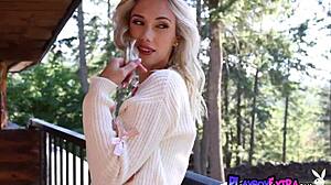 Blonde Teen 18+ Sky Pierce Poses Naked with Piercings in Softcore Undressing