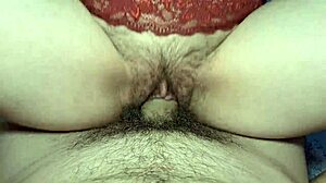 Amateur couple with hairy pussy in cowgirl riding sex