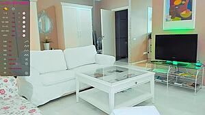 Beautiful whore shows off big tits and fingers pussy on webcam.