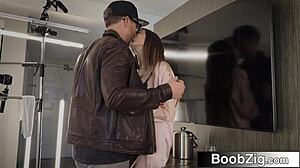 intriguing british milf brunette with big tits enjoying passionate encounter