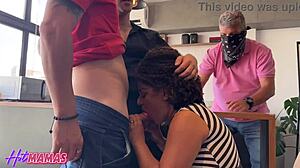 Latina MILF Fucks Two Guys In Front Of Husband