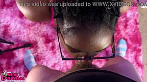 Ebony Babe Feels Intense Pleasure Slurping White Cock