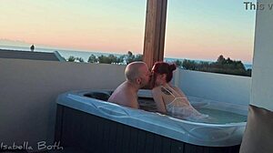 Redhead Gives Blowjob In Hot Tub