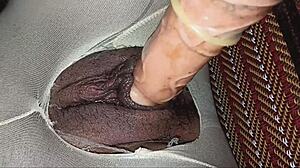 Tearing wet stockings to fuck tight shaved pussy intensely