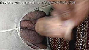 Tearing wet stockings to fuck tight shaved pussy intensely