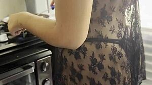 my friend came to cook for me wearing only lingerie and a thong 😘
