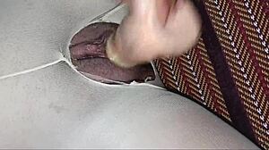 Tearing wet stockings to fuck tight shaved pussy intensely