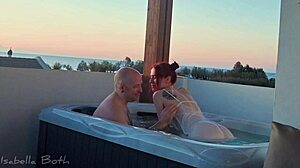 Redhead Gives Blowjob In Hot Tub