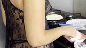 my friend came to cook for me wearing only lingerie and a thong 😘