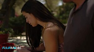 Petite Abbie Maley and Pierce Paris fucking in nature, moaning and sucking 😍