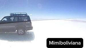 Creampie in the biggest salt desert with outdoor squirting