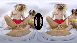 Guy pays two shemales for bold group fucking