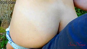 I am the influencer separated from husband in woods for doggystyle creampie.