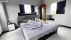 woke up my friend's husband for a fuck while she snored, felt so dangerous, got lots of cum in my mouth 😈