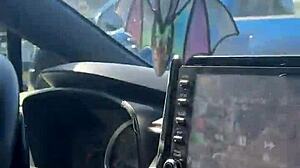 Just a girl trying to fix her sports bra in the gym parking lot