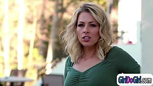 Blonde wife cheats with poolgirl in facesitting.