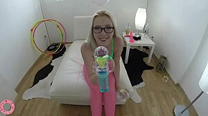 Solo blonde cowgirl samantha rone rides her dildo in her bedroom.