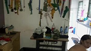 Bold Fucking of BBW Milf Slut with Monster Black Cock in Living Room POV