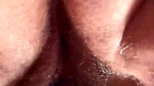 I masturbate with glass dildo on my hairy pussy close up