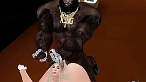 Blonde woman enjoys intense anal sex with a black man in this scene